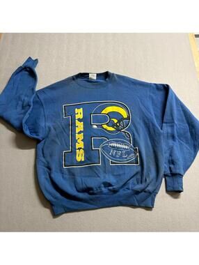 Vintage Los Angeles Rams Hanes Sweatshirt Mens XL Blue Crewneck NFL USA Made